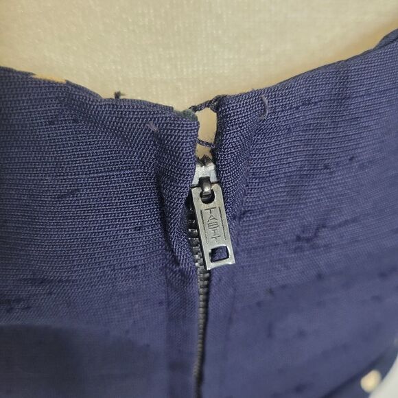 VINTAGE 60s dress Sue Brett navy blue two piece sheath with button back top S‎ - Picture 8 of 17